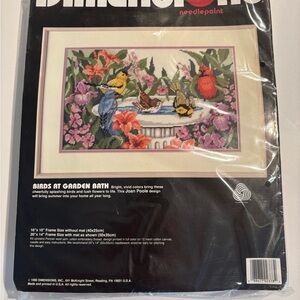 Brand New - Dimensions 1990 Birds At Garden Bath Needlepoint Kit For Sale